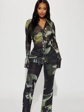 Fashion Nova Gisella Pant Set - Black/combo Size Medium